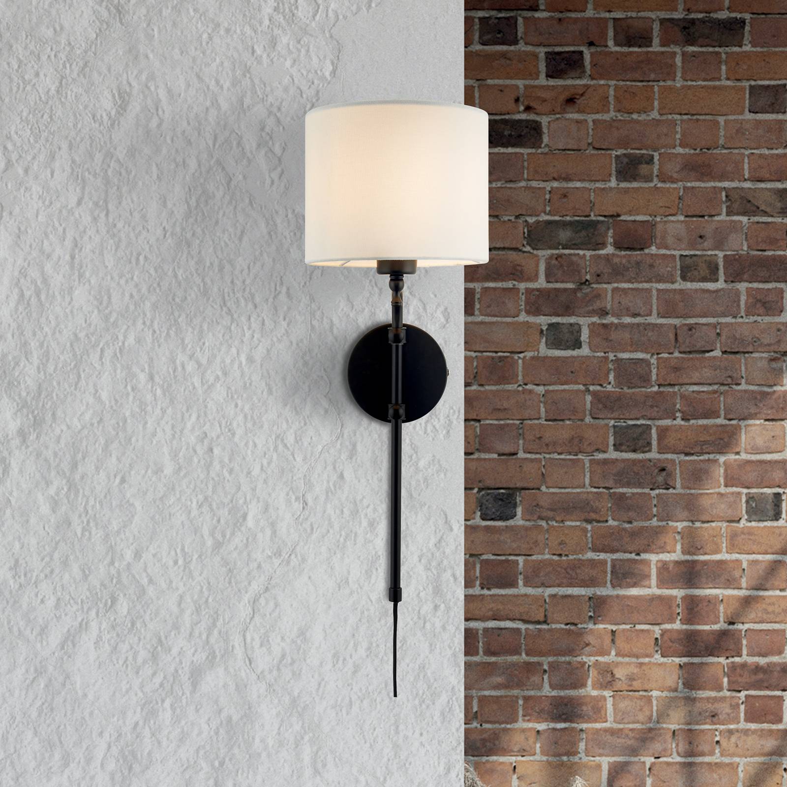 foto del prodotto searchlight applique monaco, spina, bianco nero, lino, regolabile