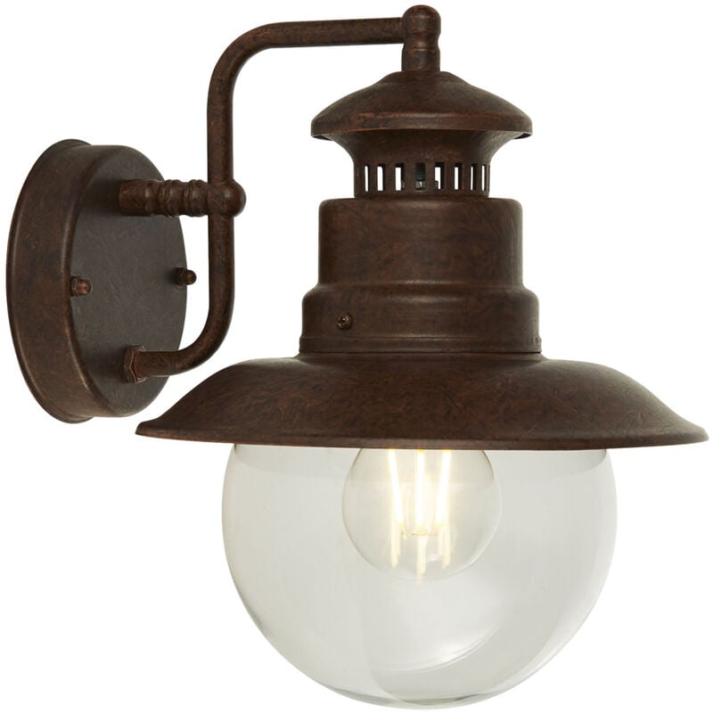 foto del prodotto searchlight applique rustico country stazione acciaio marrone 1 luce e27