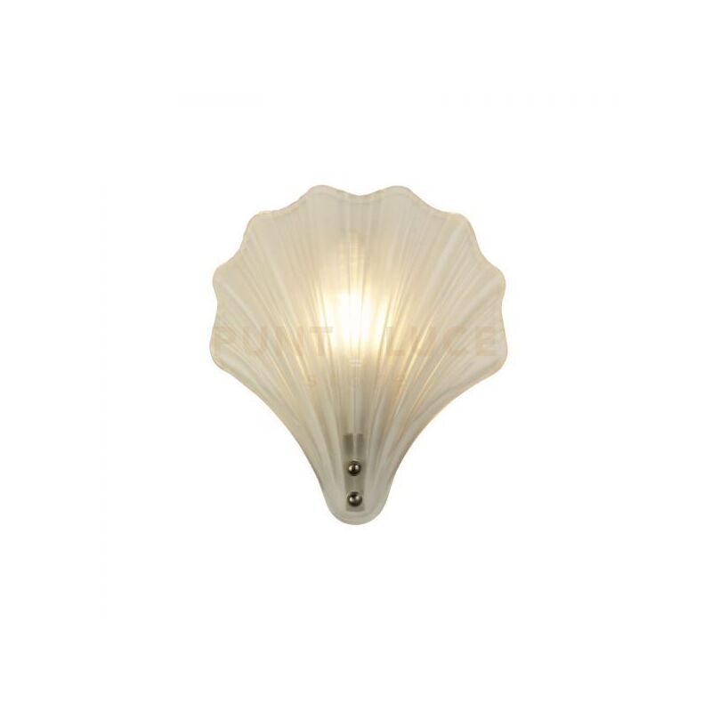 immagine 0 del prodotto searchlight applique shell 1lt, metallo argento satinato e vetro smerigliato ip44