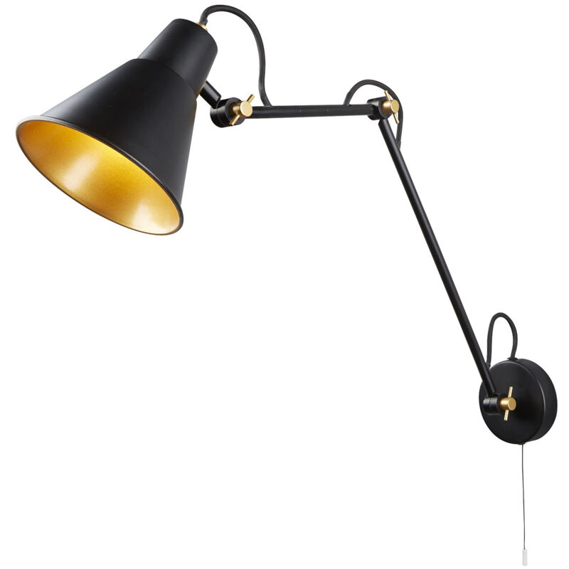 foto del prodotto searchlight applique snodabile moderna swinf arm acciaio nero oro 1 luce e27