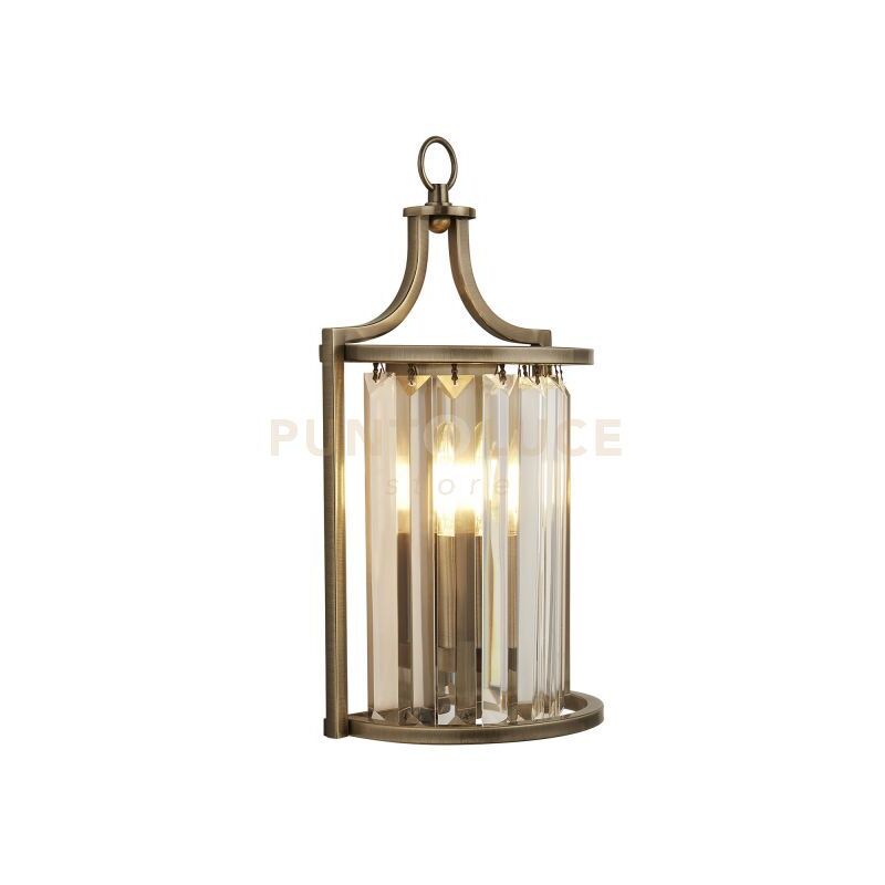 foto del prodotto searchlight applique victoria metallo ottone anticato e cristallo trasparente