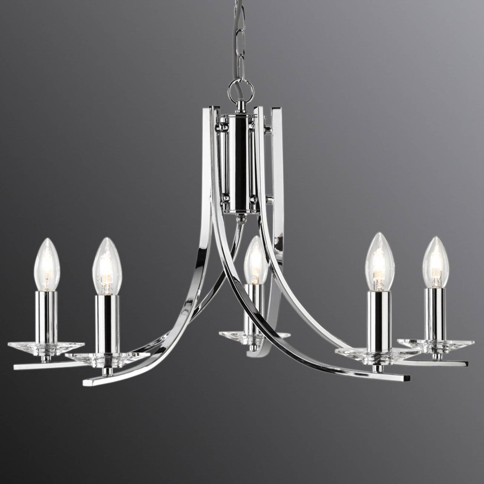 foto del prodotto searchlight elegante lampada a sospensione ascona cromo 5 luci