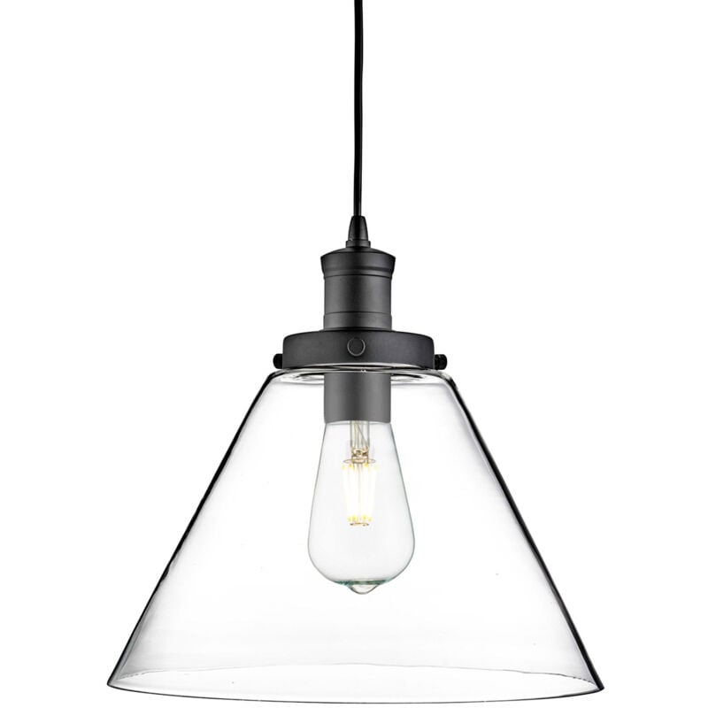 foto del prodotto searchlight lampada a sospensione a piramide, nero chiaro, vetro, 29 cm, e27