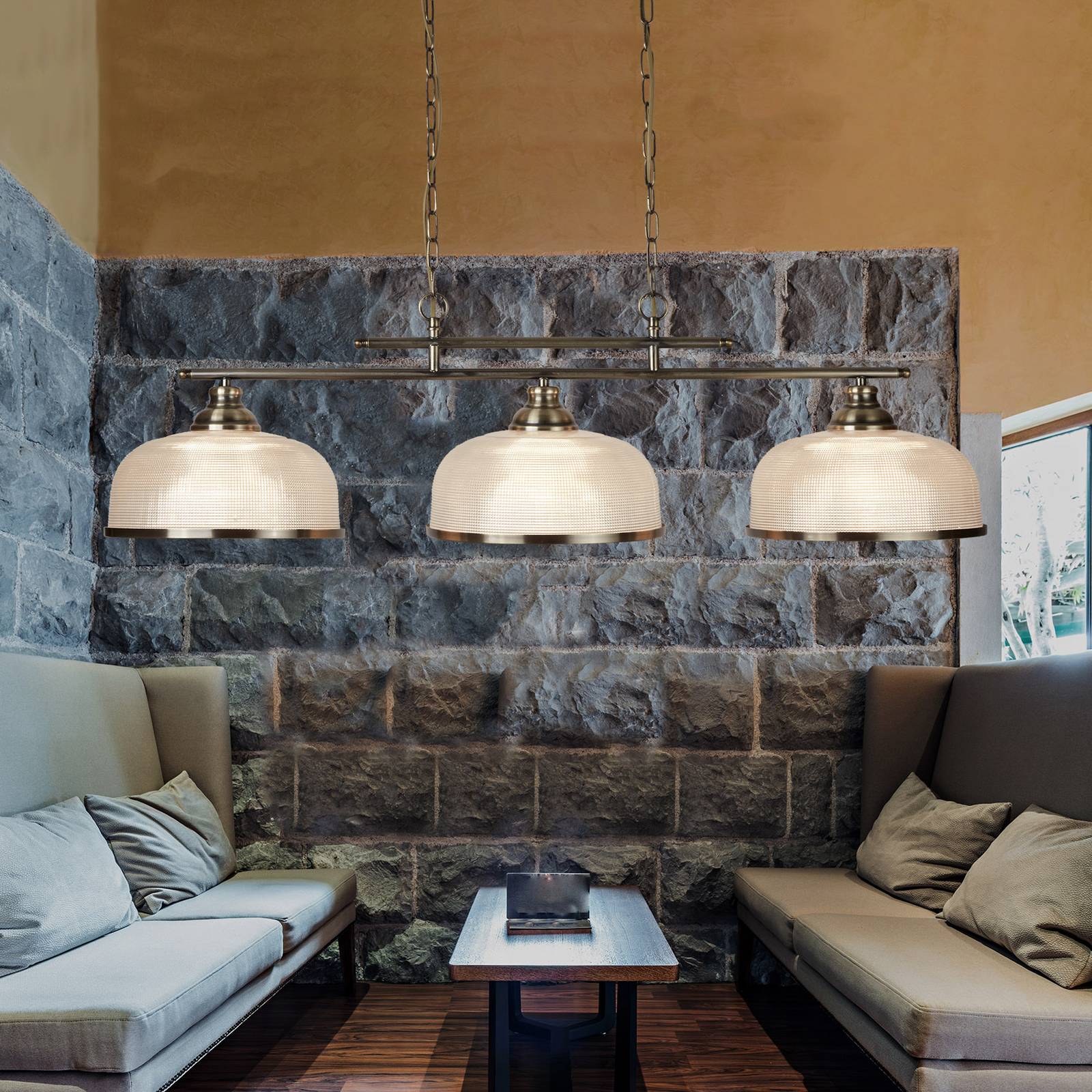 foto del prodotto searchlight lampada a sospensione bistro ii bar ottone/vetro