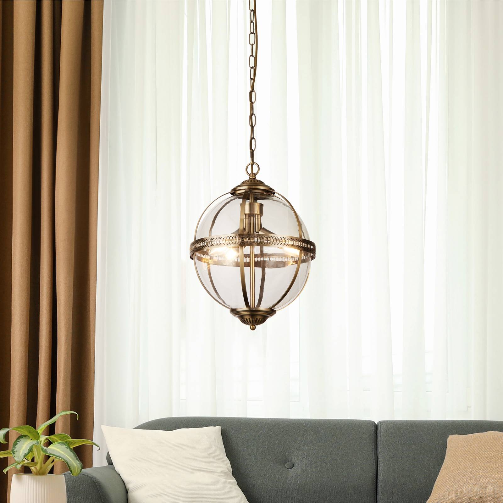 foto del prodotto searchlight lampada a sospensione coronet, cromo