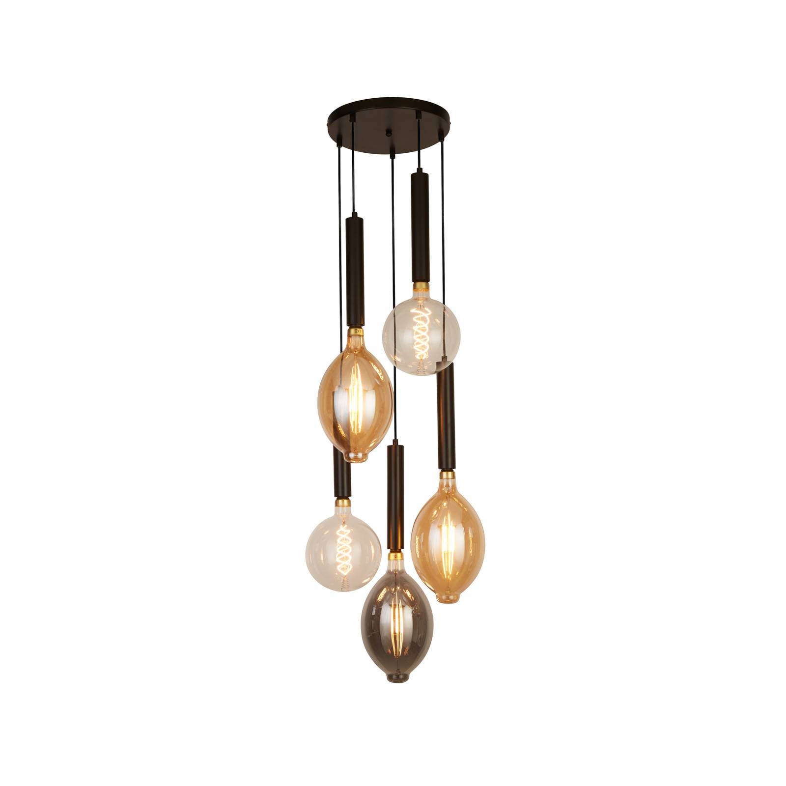 foto del prodotto searchlight lampada a sospensione elegance 5 luci, nero