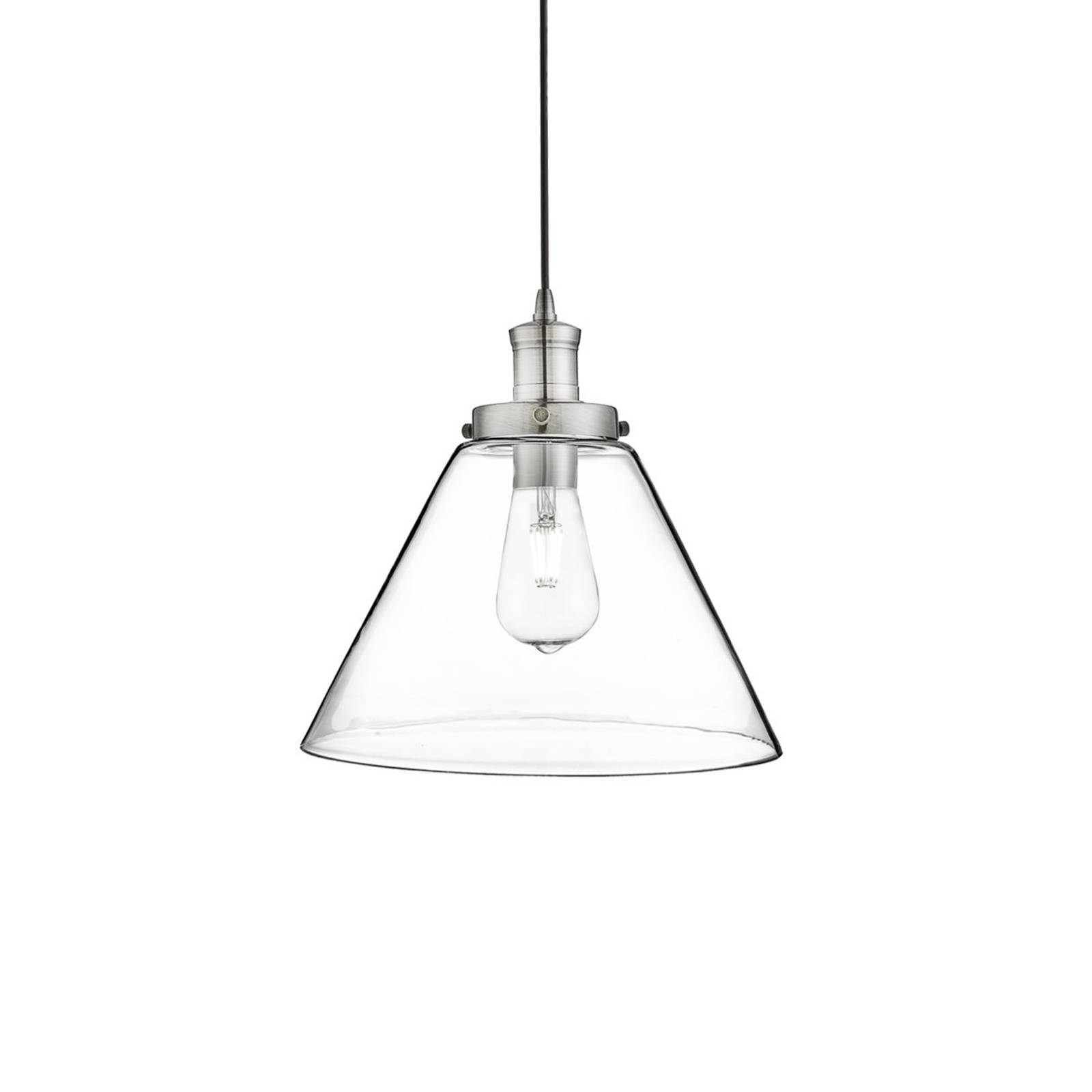 foto del prodotto searchlight lampada a sospensione piramide, argento chiaro, vetro, 29 cm, e27