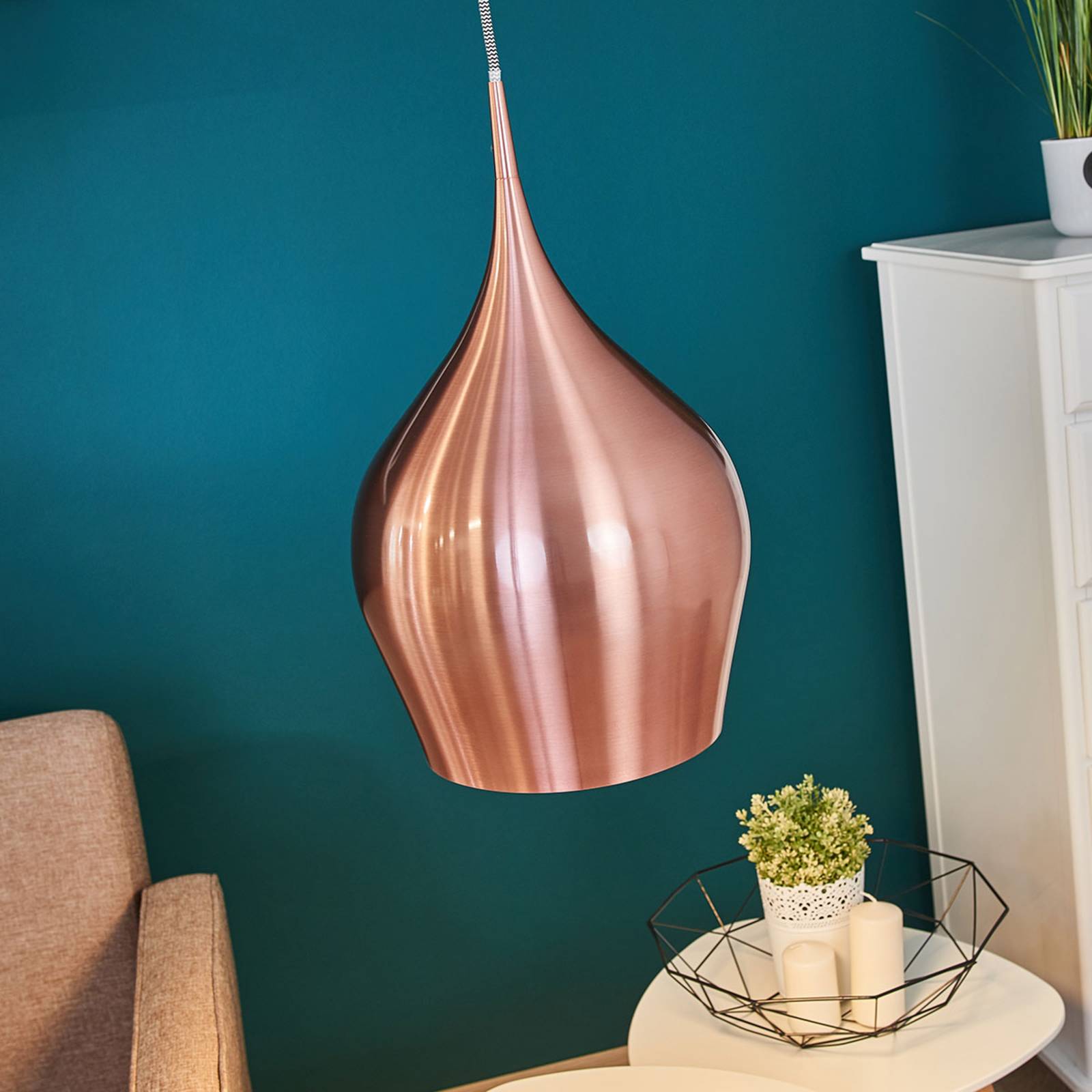 foto del prodotto searchlight lampada a sospensione vibrante, 26 cm, rosa metallizzato