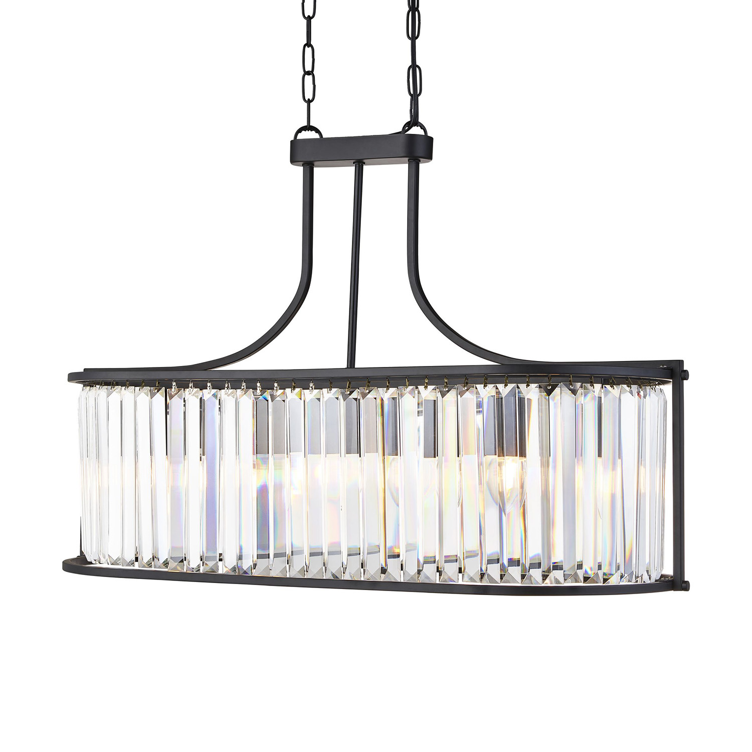 foto del prodotto searchlight lampada a sospensione victoria, nera, vetro cristallo, 78 cm, e27