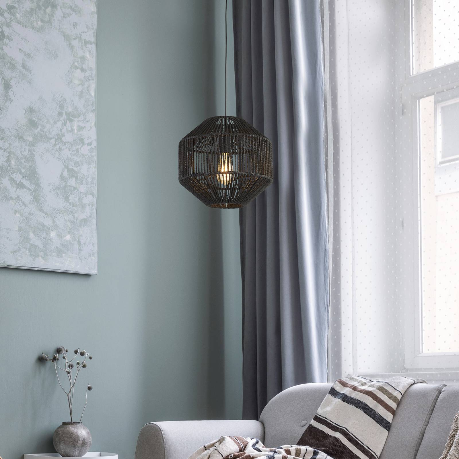 foto del prodotto searchlight lampada a sospensione wicker, 1 luce