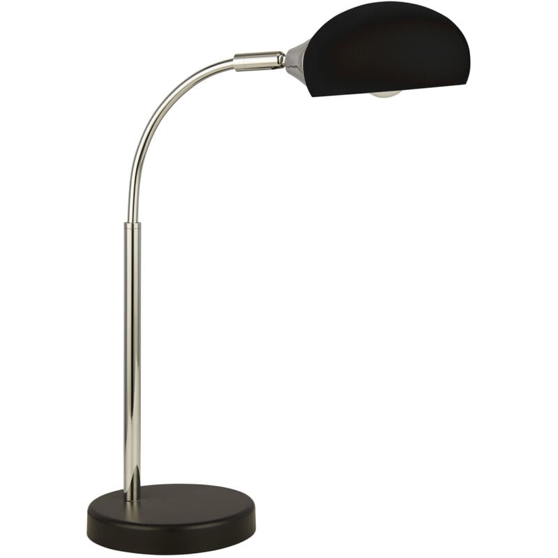 foto del prodotto searchlight lampada da scrivania contemporanea astro acciaio cromo vetro nero 1 luce e14