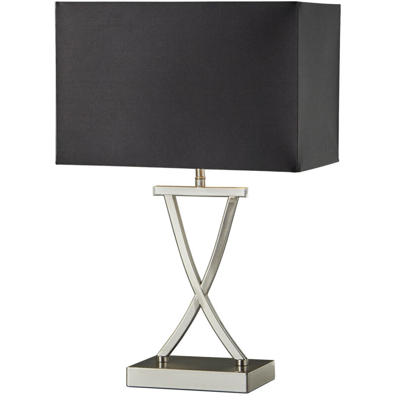 foto del prodotto searchlight lampada da scrivania contemporanea club acciaio argento tessuto nero 1 luce e14