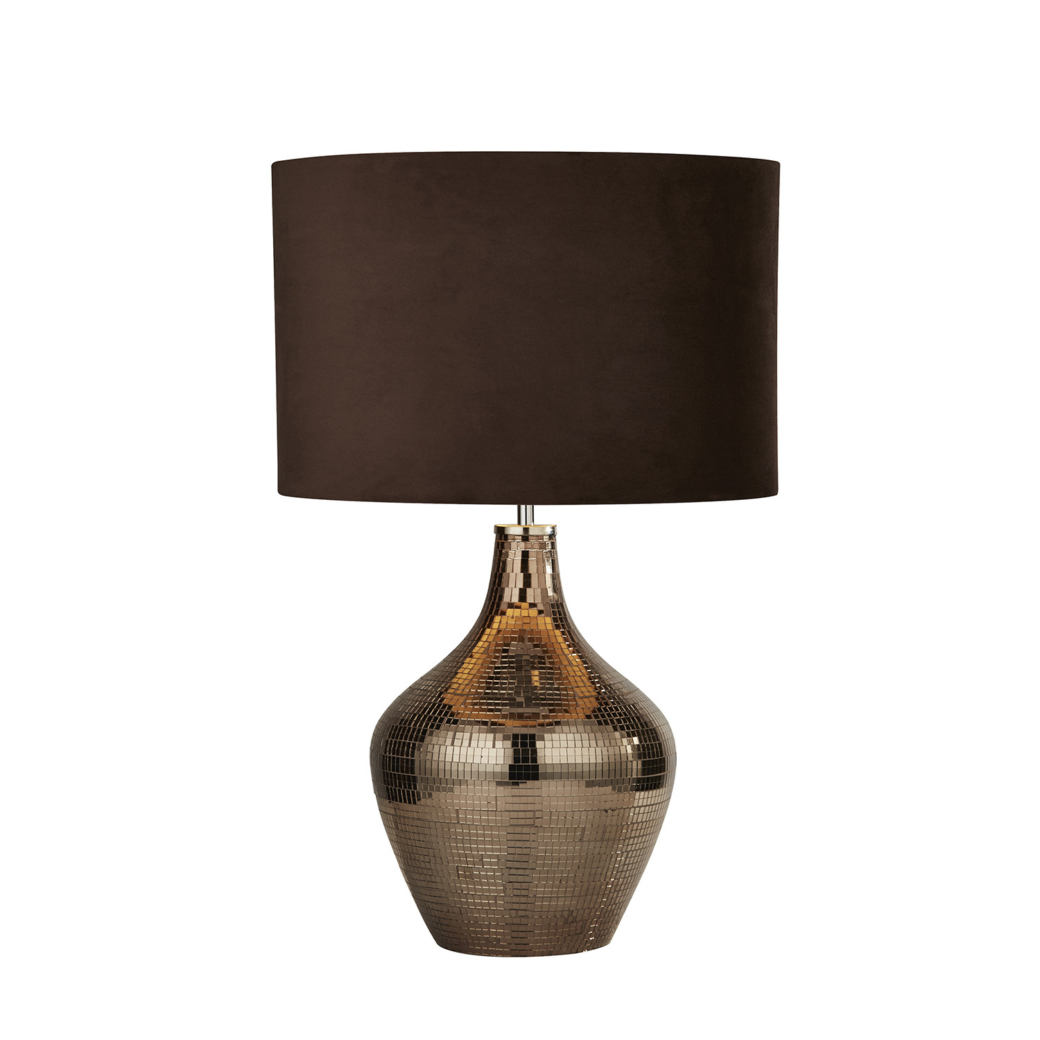 foto del prodotto searchlight lampada da scrivania contemporanea disco acciaio cromo vetro fum 1 luce e27
