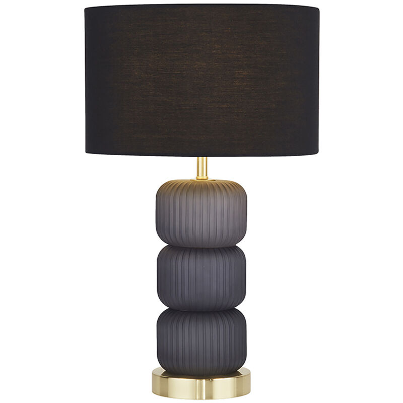 foto del prodotto searchlight lampada da scrivania contemporanea niagara acciaio nero vetro ottone 1 luce e27