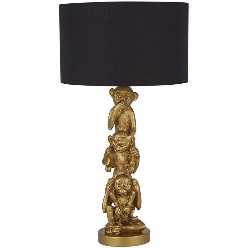 foto del prodotto searchlight - lampada da scrivania contemporanea scimmia policarbonato oro nero 1 luce e27