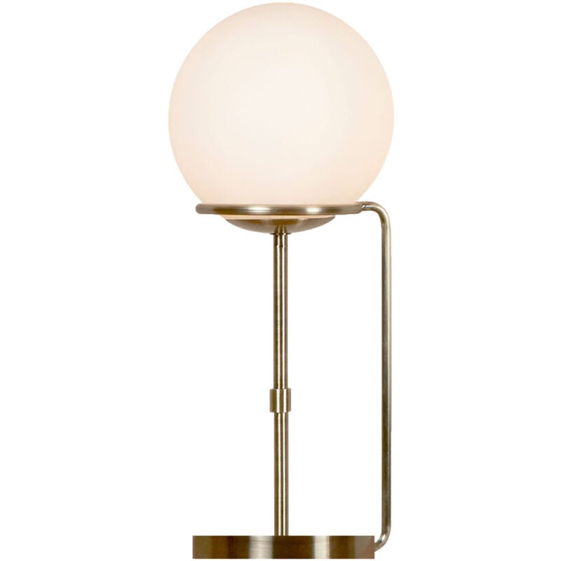foto del prodotto searchlight lampada da scrivania contemporanea sfera acciaio ottone vetro bianco 1 luce e27