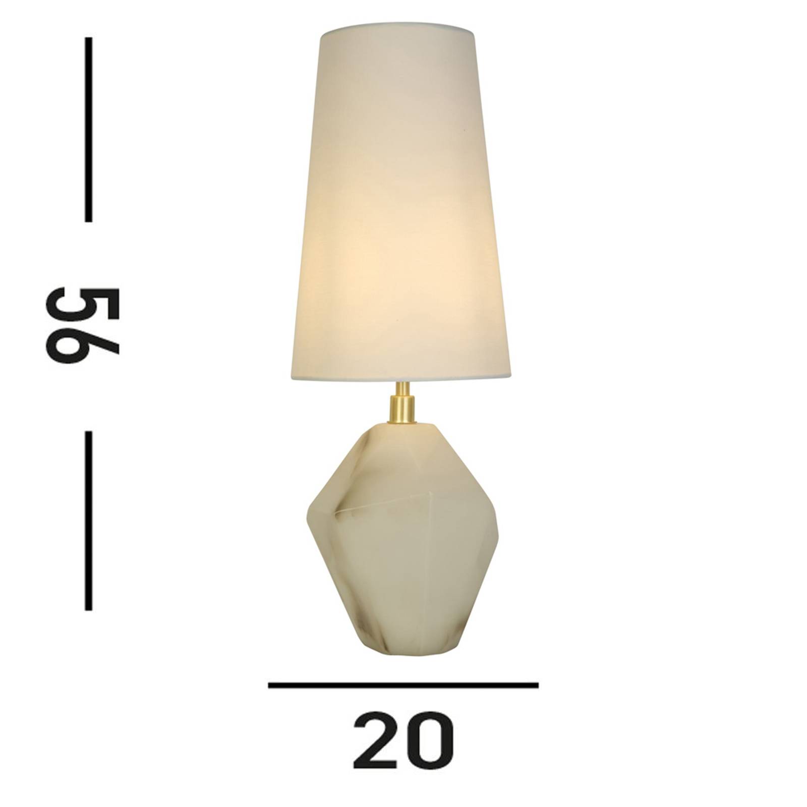 foto del prodotto searchlight lampada da tavolo apex, bianco bianco, altezza 55,5 cm, tessuto resina