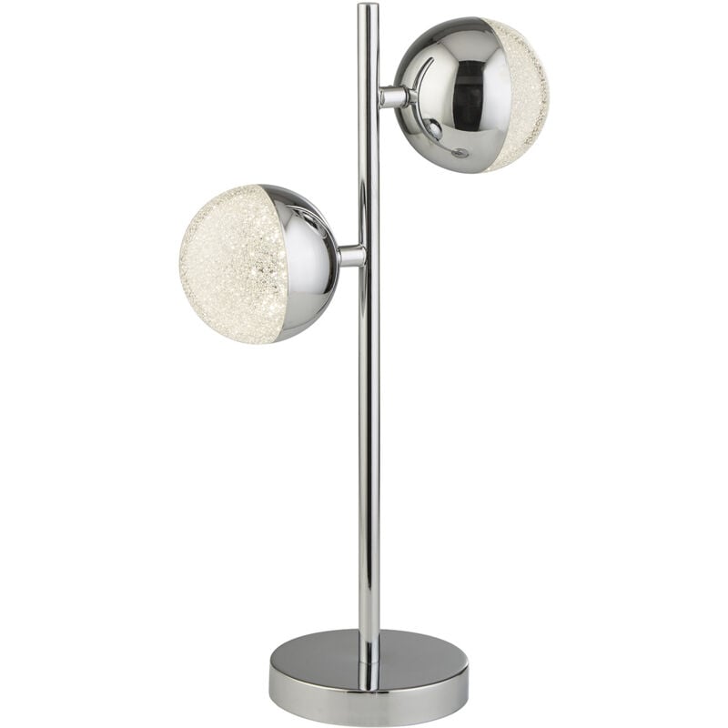 foto del prodotto searchlight lampada da tavolo led marbles, colore cromo, vetro, altezza 45 cm