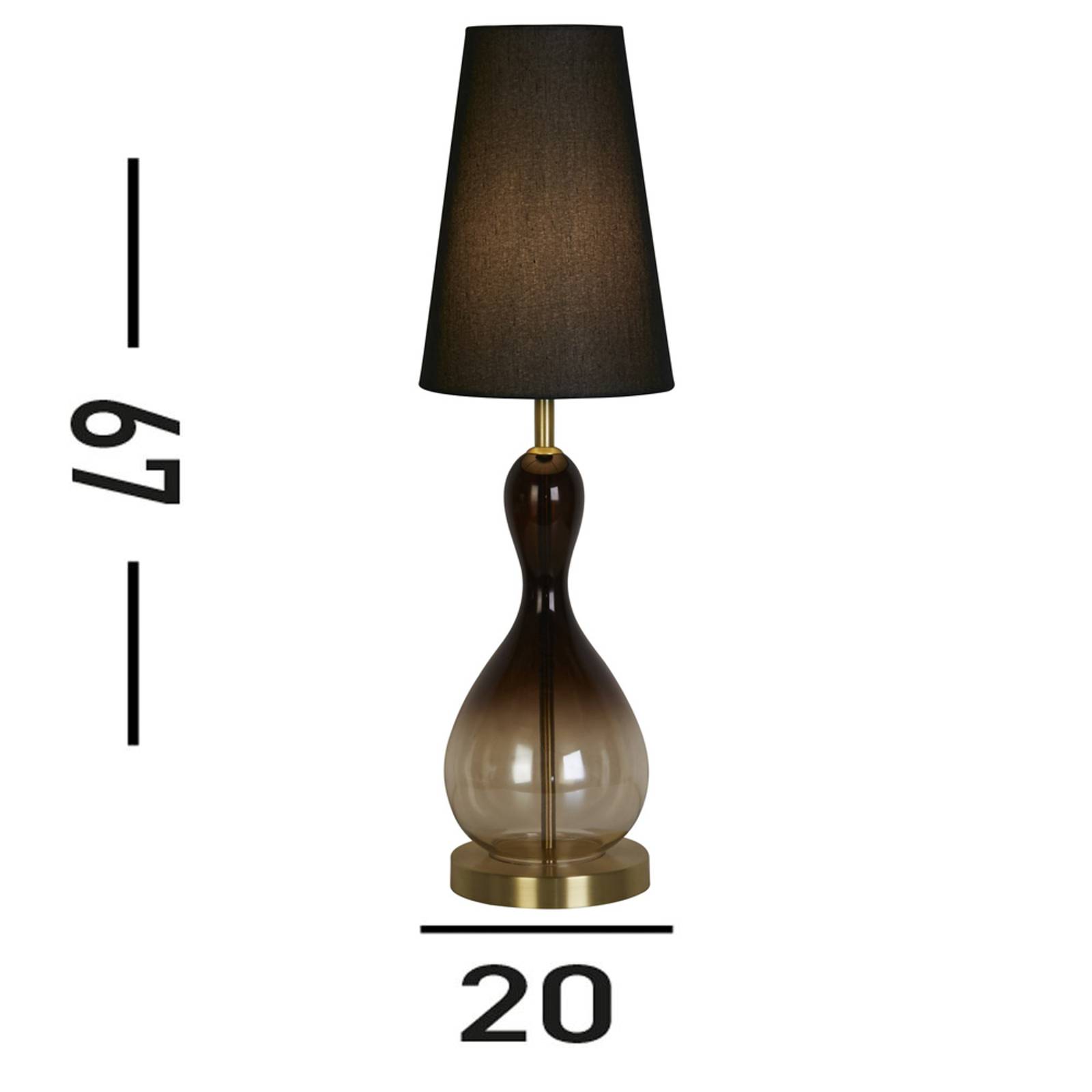 foto del prodotto searchlight lampada da tavolo marakesh nero grigio fumo altezza 67 cm tessuto vetro