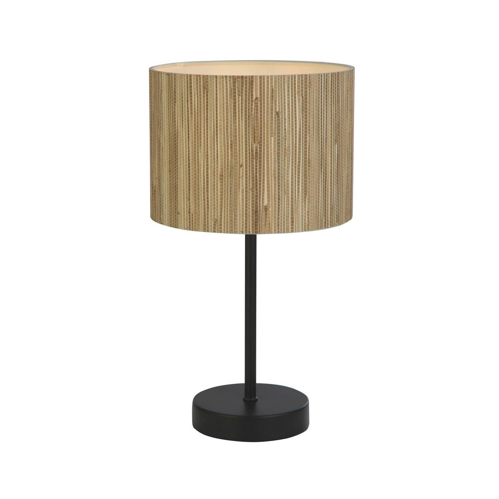 foto del prodotto searchlight lampada da tavolo meadow, marrone, nero, fibra naturale, acciaio