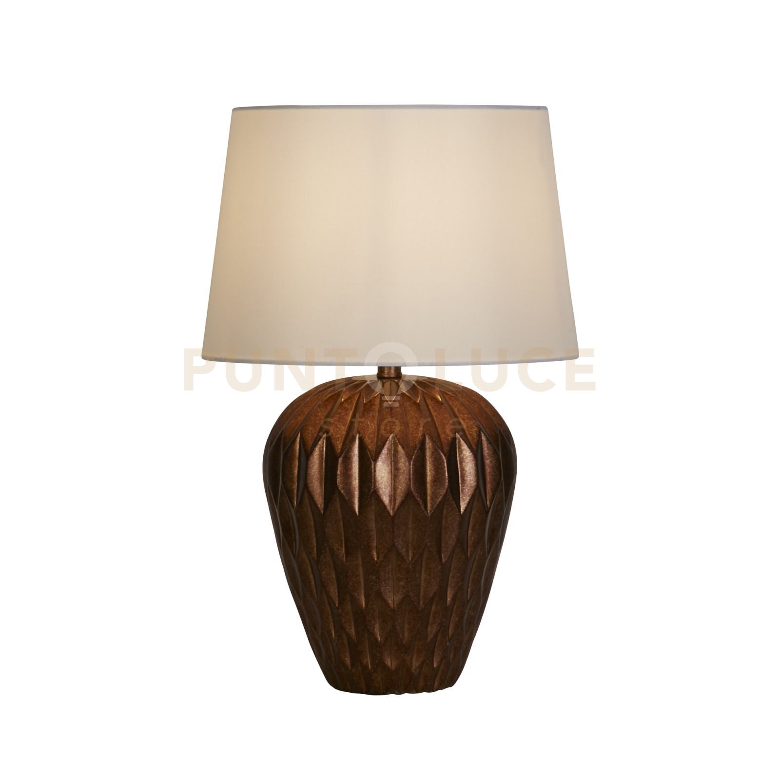 foto del prodotto searchlight lampada da tavolo rosetta 1lt, resina bronzo e paralume in lino bianco