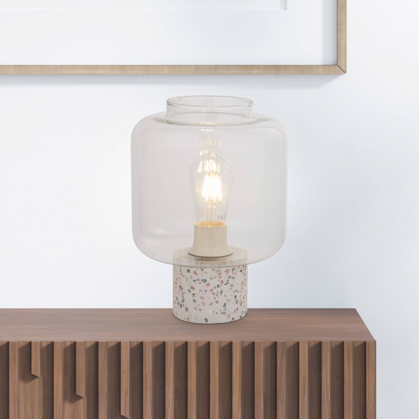 foto del prodotto searchlight lampada da tavolo x vessel, bianco chiaro, cemento, vetro