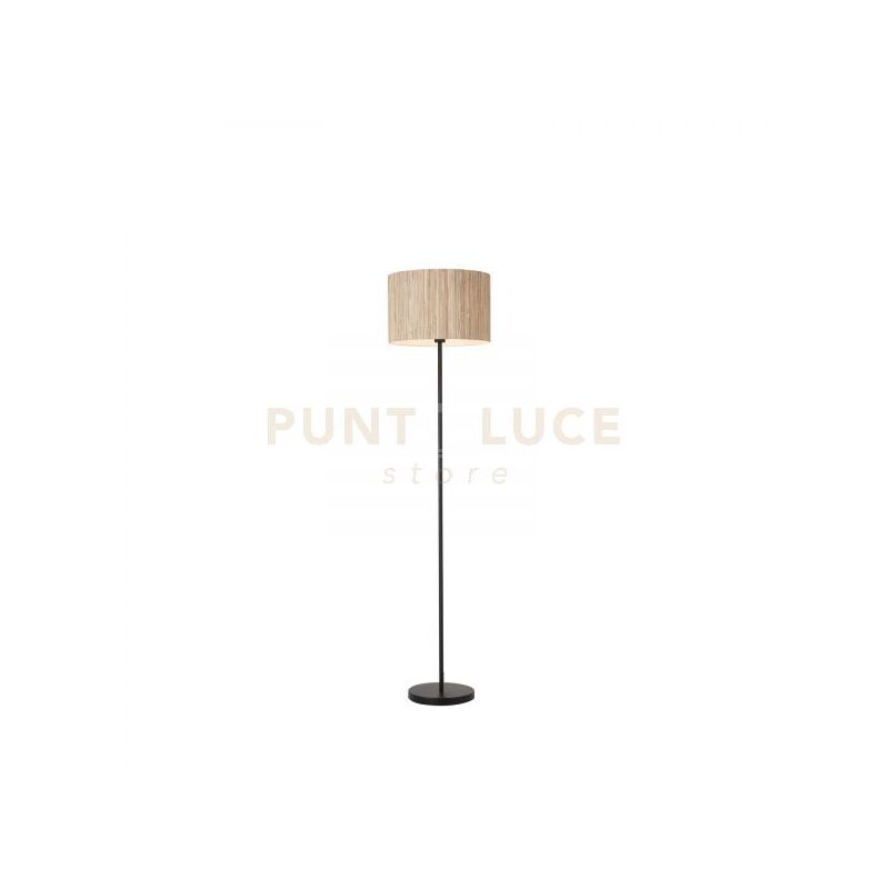 foto del prodotto searchlight lampada da terra meadow 1lt, paralume in erba naturale e metallo nero
