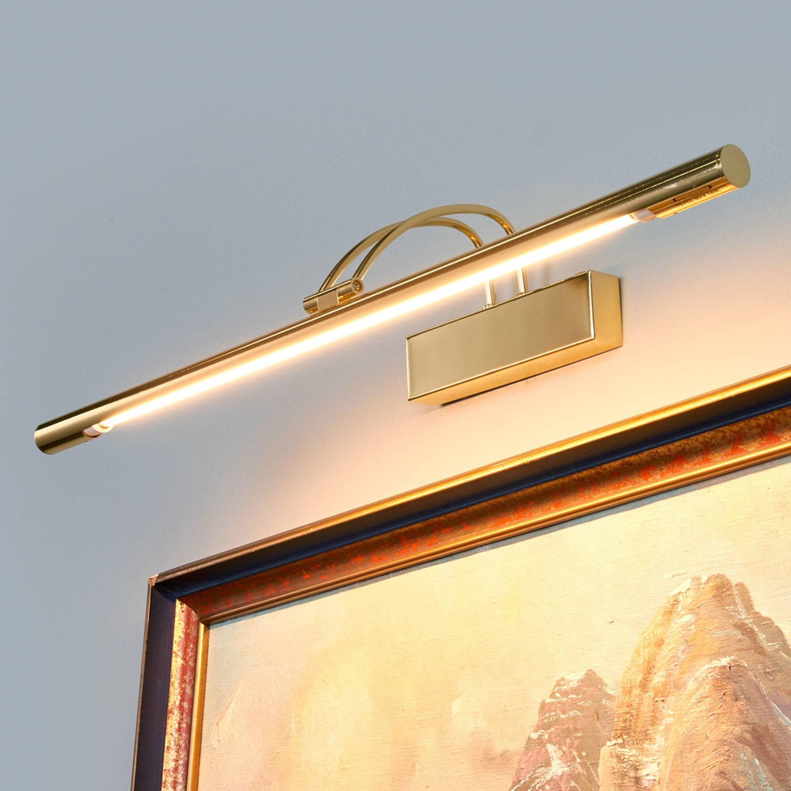 foto del prodotto searchlight lampada led per quadri piktura, ottone lucido