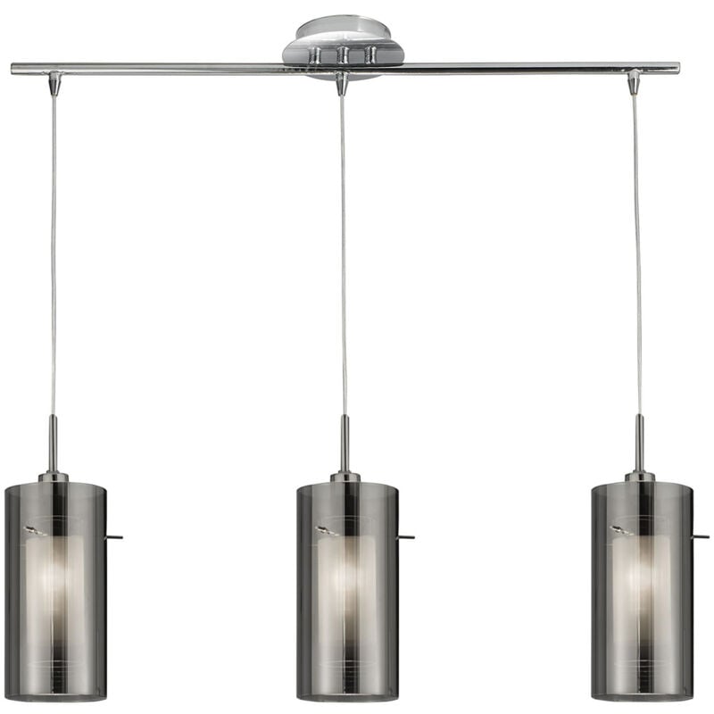 foto del prodotto searchlight lampada sospensione duo 2 vetro cromo lungo 3 luci