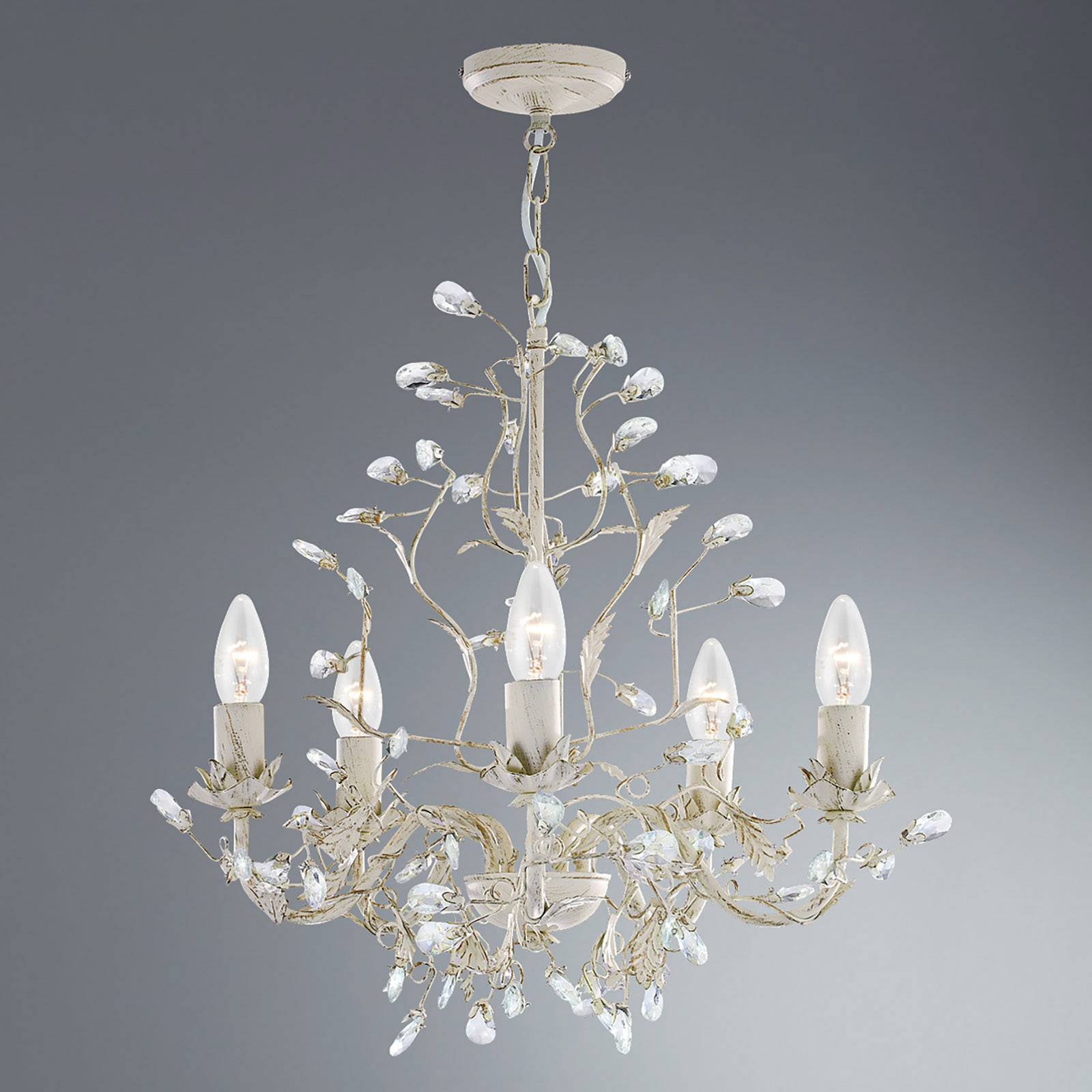 foto del prodotto searchlight lampadario almandite 5 luci, crema oro