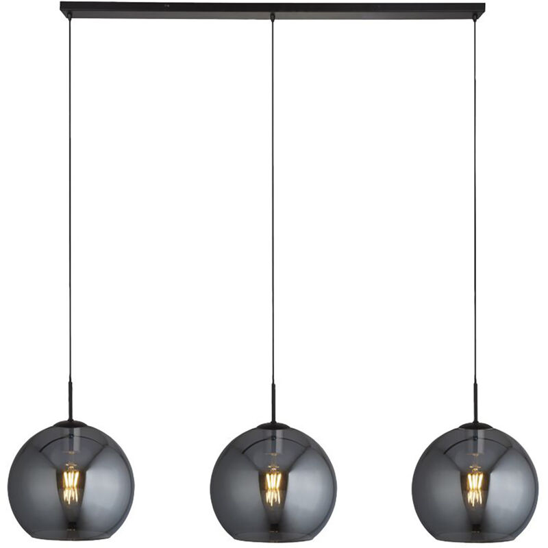 foto del prodotto searchlight lampadario contemporaneo amsterdam acciaio nero vetro 3 luci e27