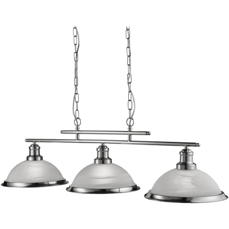 foto del prodotto searchlight lampadario contemporaneo bistro acciaio argento vetro 3 luci e27