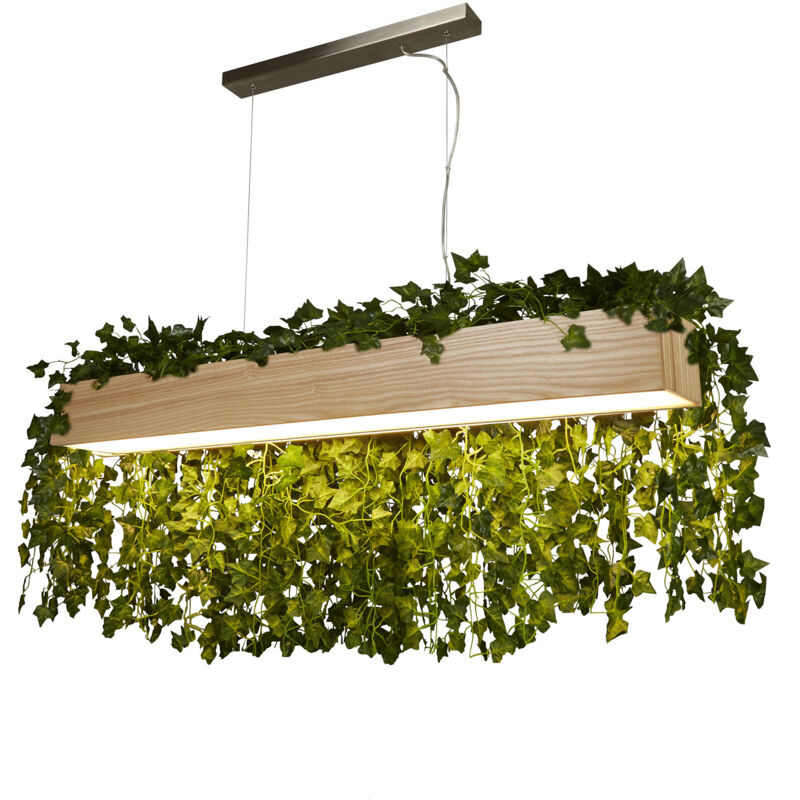 foto del prodotto searchlight lampadario contemporaneo cenere acciaio marrone legno argento led 21w 3000k