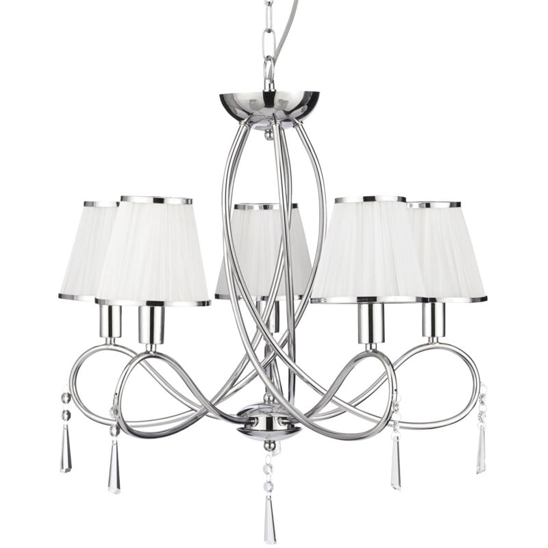 foto del prodotto searchlight lampadario contemporaneo semplicit acciaio cromo vetro 5 luci e14