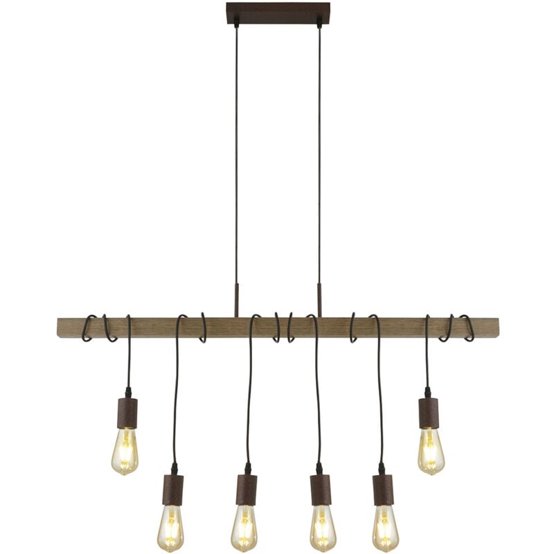 foto del prodotto searchlight lampadario industrial nordico fienile acciaio marrone 6 luci e27
