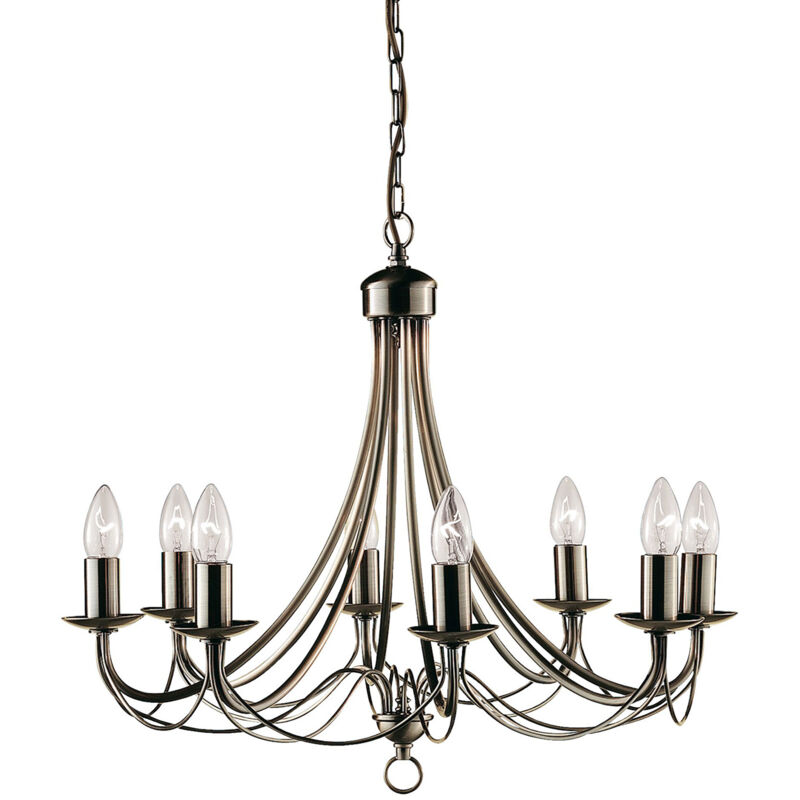 foto del prodotto searchlight lampadario industrial nordico maypole acciaio ottone 8 luci e14