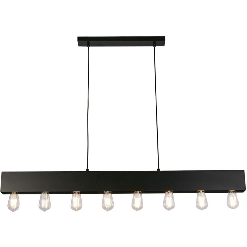 foto del prodotto searchlight lampadario industrial nordico pianoforte acciaio nero 8 luci e27