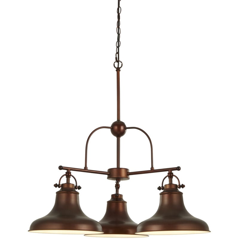 foto del prodotto searchlight lampadario rustico country dallas acciaio marrone bianco 3 luci e27