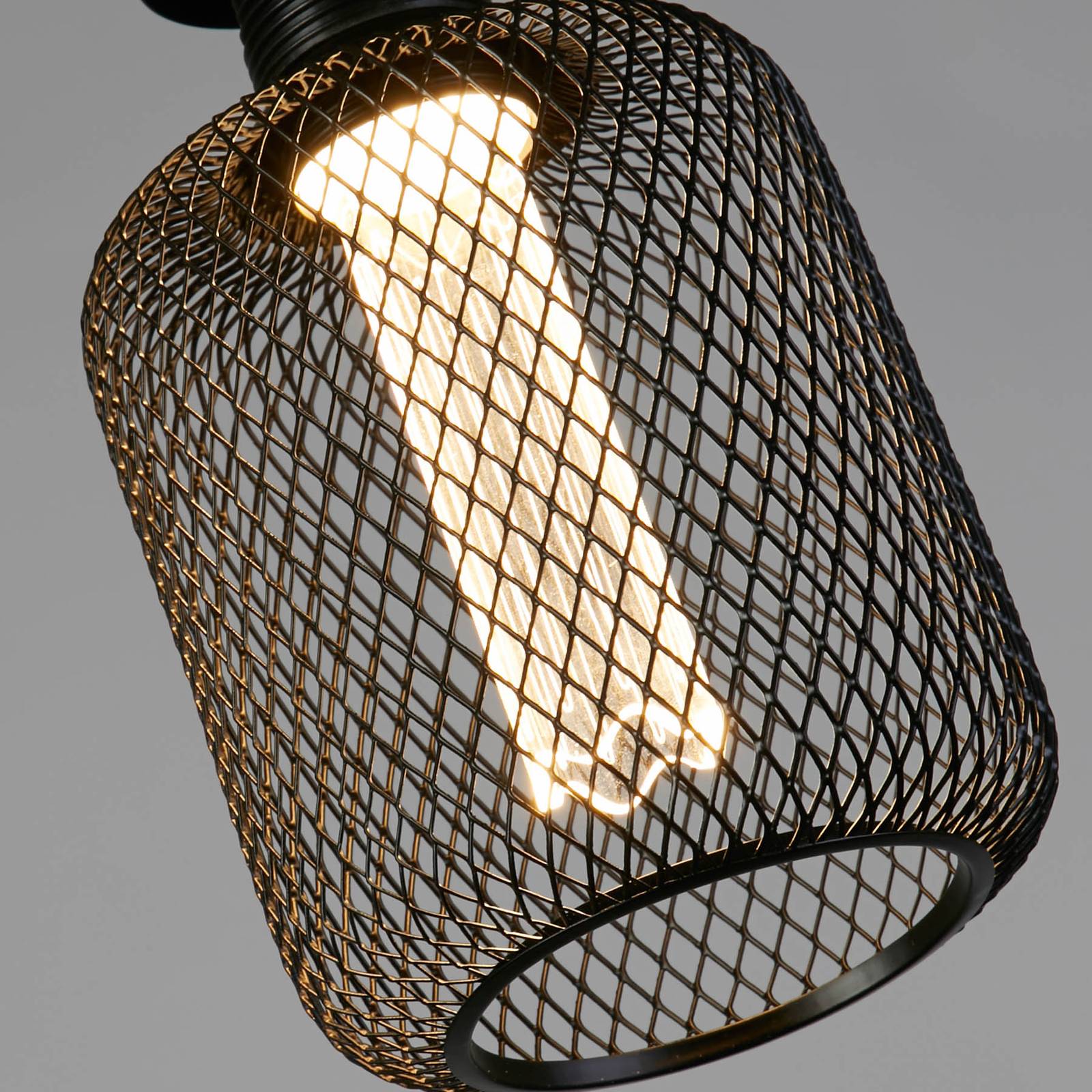 foto del prodotto searchlight led deco bulb wire cylinder e27 4,5w 2.700k nero maglia
