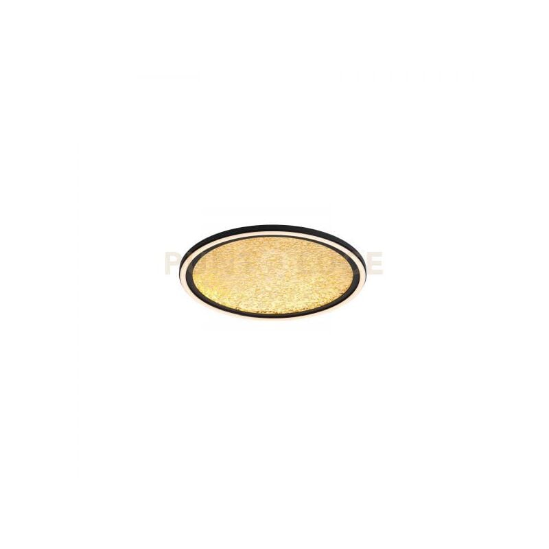 foto del prodotto searchlight luna led flush, metallo nero sabbia e diffusore in plastica dorata
