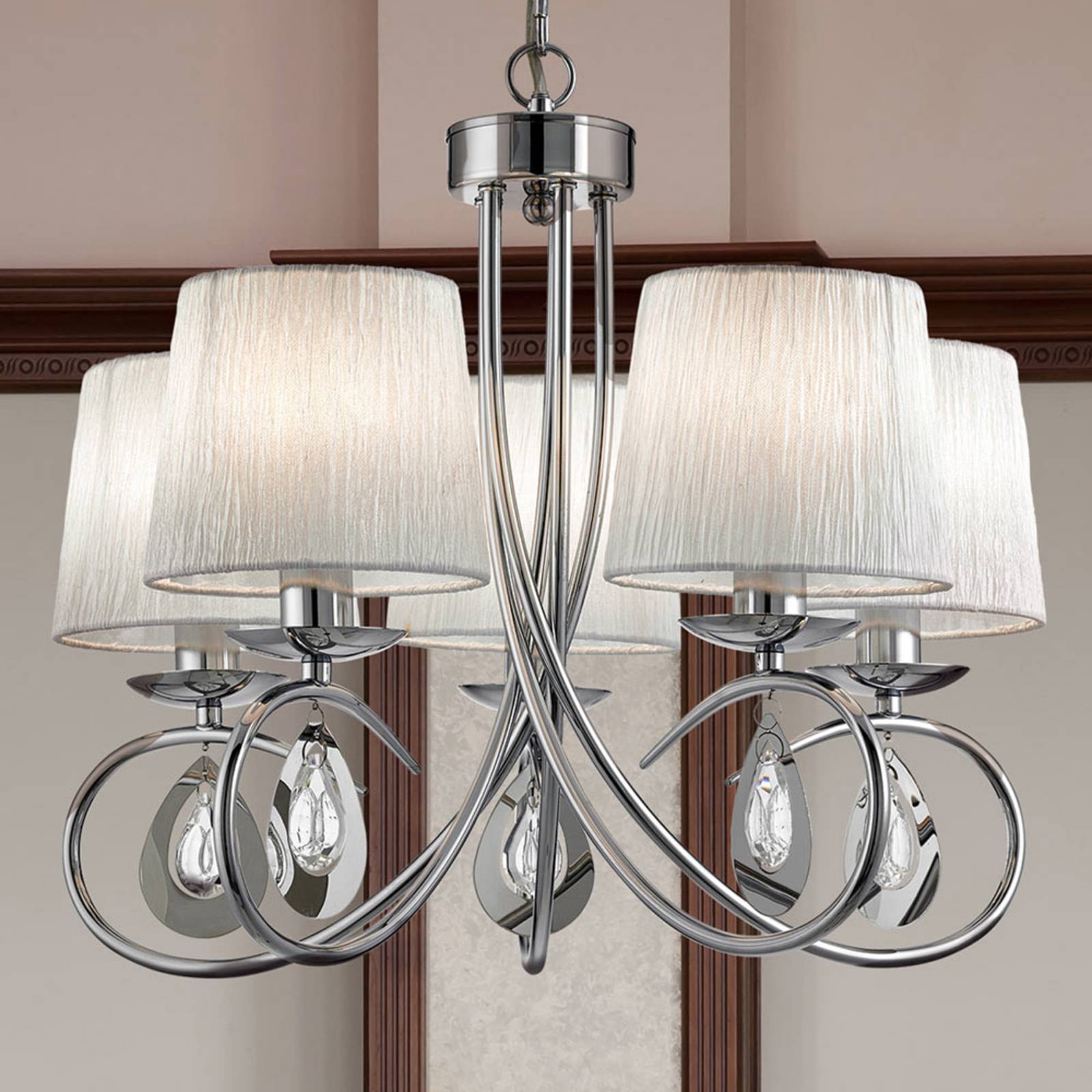 foto del prodotto searchlight magnifica lampada a sospensione angelique 5 luci
