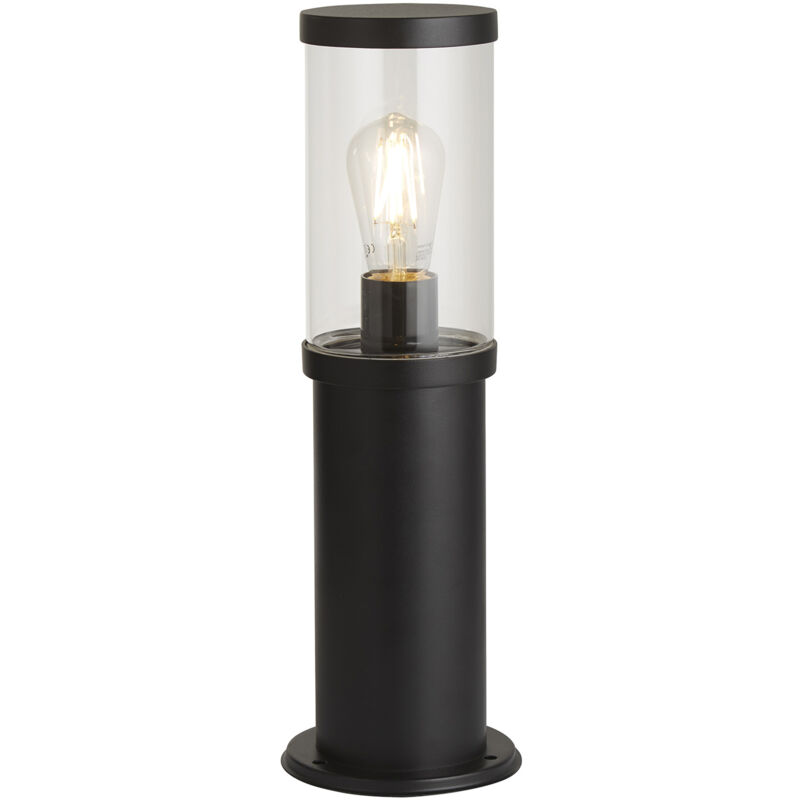 foto del prodotto searchlight paletto da esterno contemporaneo bakerloo alluminio nero vetro 1 luce e27 45cm