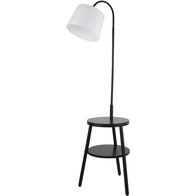 foto del prodotto searchlight piantana contemporaneo cresta acciaio bianco legno nero 1 luce e27