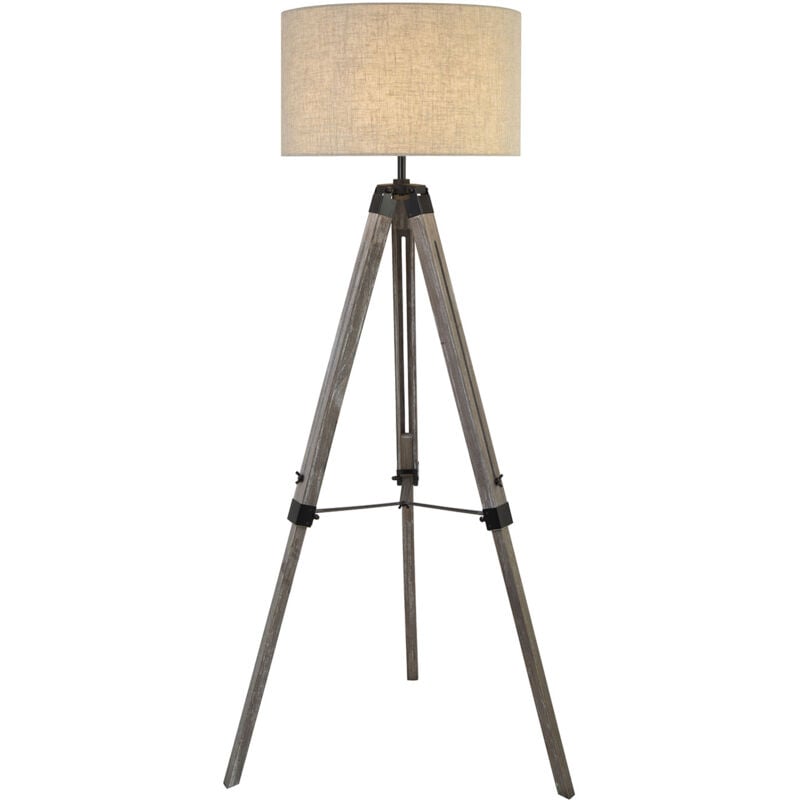 foto del prodotto searchlight - piantana contemporaneo easel legno marrone tessuto nero 1 luce e27