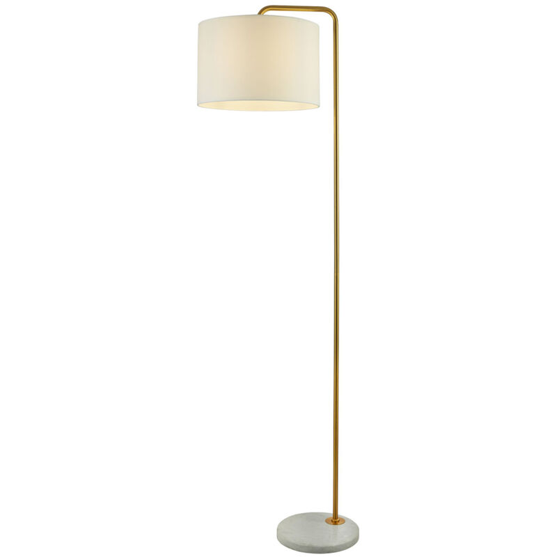 foto del prodotto searchlight piantana contemporaneo gallow marmo bianco metallo oro tessuto bianco 1 luce e27