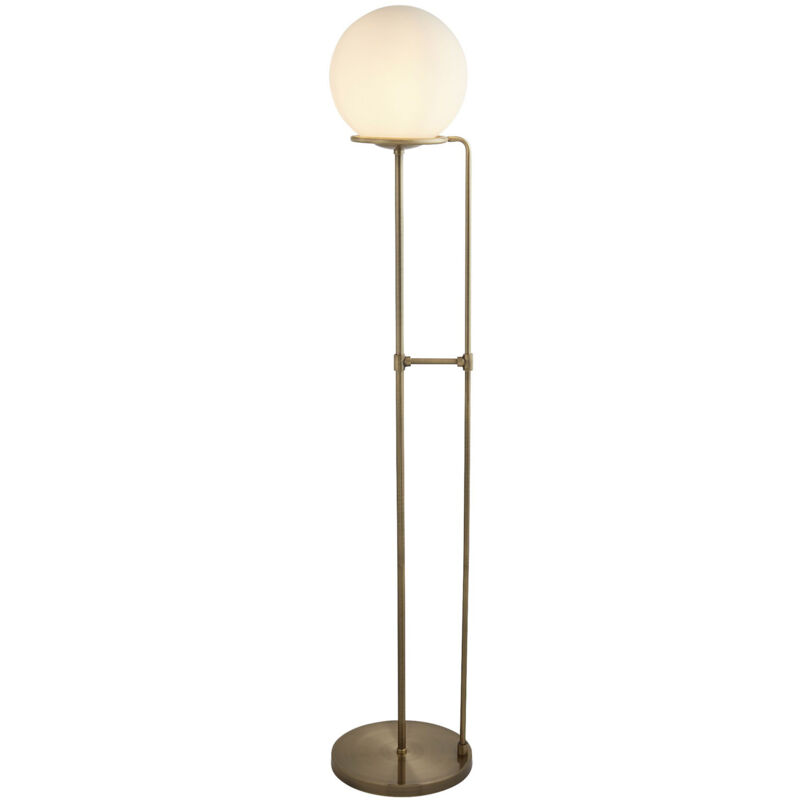 foto del prodotto searchlight piantana contemporaneo sfera acciaio ottone vetro bianco 1 luce e27