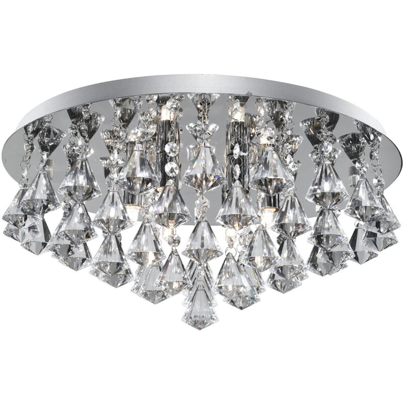foto del prodotto searchlight plafoniera classica hanna acciaio cromo alluminio 6 luci g9