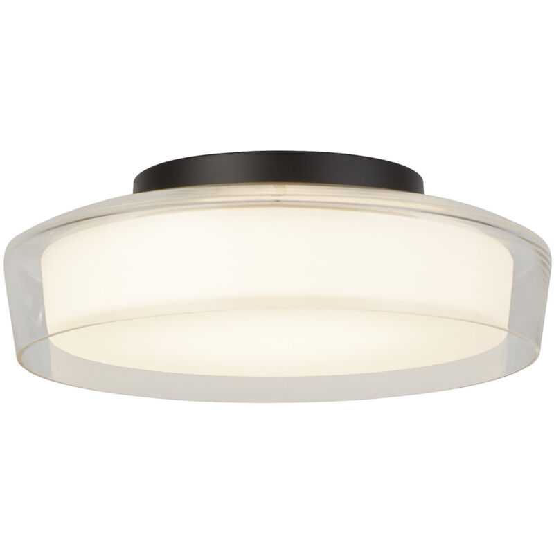 foto del prodotto searchlight plafoniera contemporanea disco acciaio nero vetro trasparente led 14w 3000k
