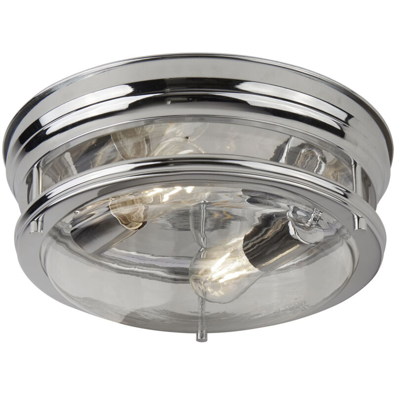 foto del prodotto searchlight plafoniera contemporanea glasgow acciaio cromo vetro trasparente 1 luce e27
