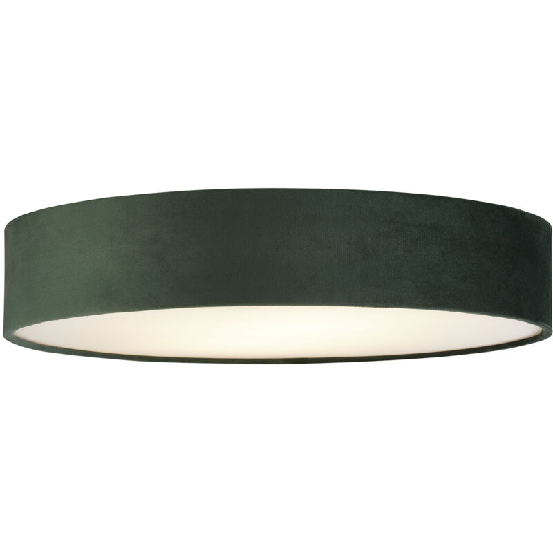 foto del prodotto searchlight plafoniera contemporanea tamburo acciaio verde, bianco e gelo tessuto 3 luci e27